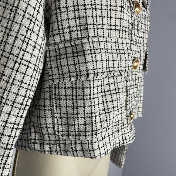 Anthropologie Bishop & Young Parker Tweed Cropped Jacket Windowpane M New - Picture 6 of 14
